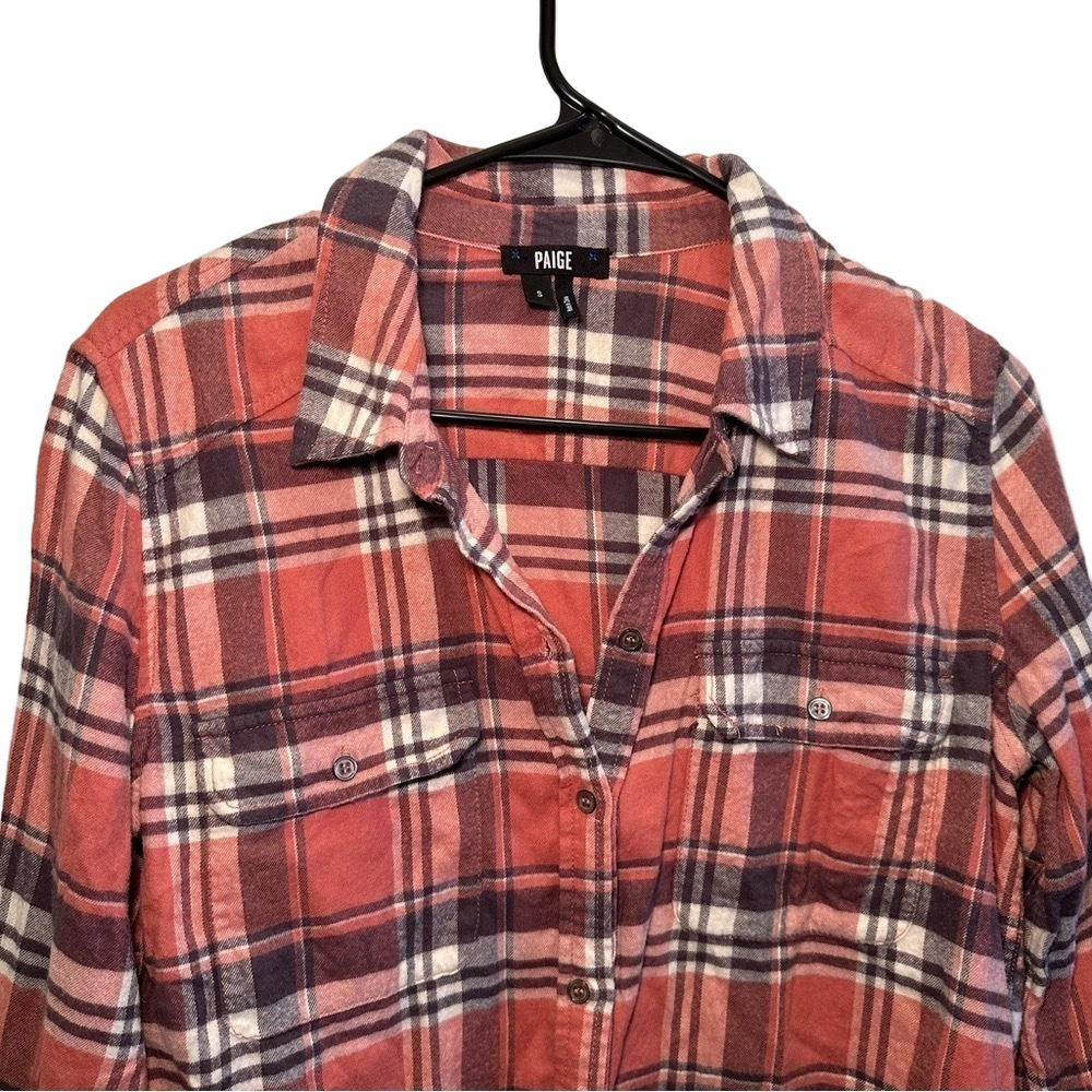 PAIGE Plaid Canyon Rose & Graystone Button Down Shirt Small Style 1986805-3093 - Picture 3 of 11